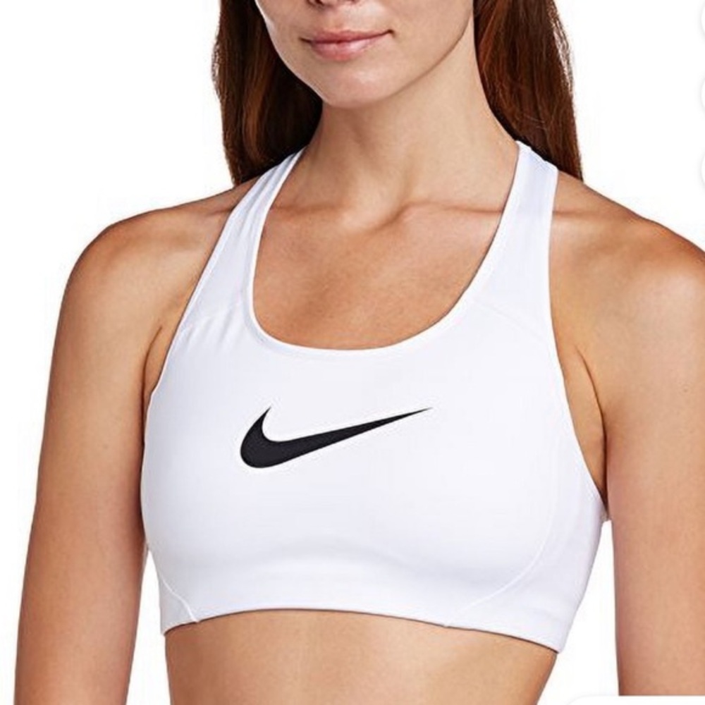 Nike Dri-FIT sz M white Women's Victory Shape Sports Bra - White with Black Logo